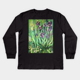 Purple Irises, from an original painting by Arist Colette Baumback Kids Long Sleeve T-Shirt